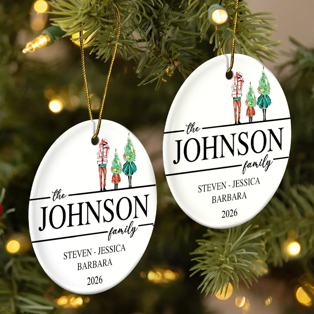 Personalised Family Ceramic Christmas Ornament with Names