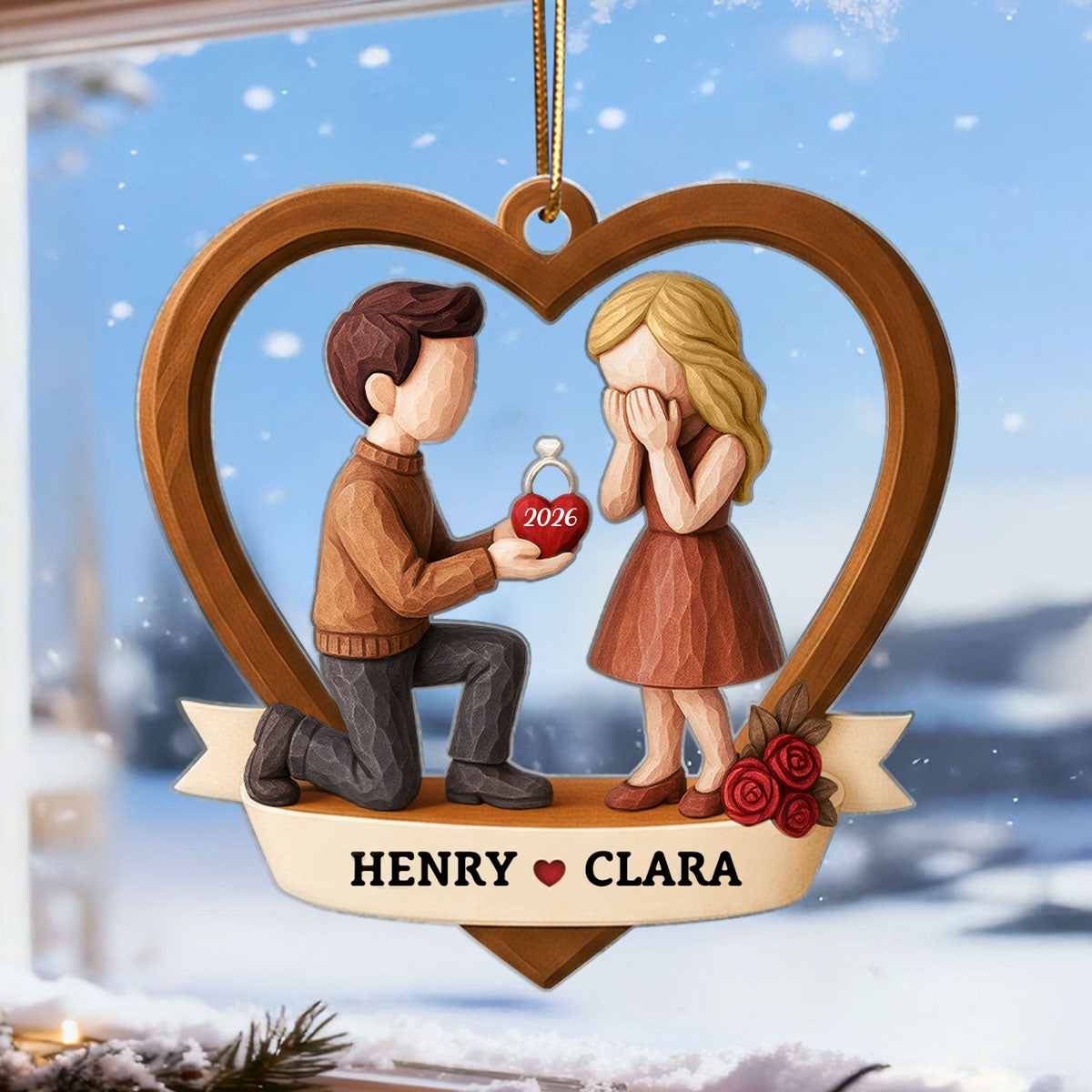 Personalised Couple Acrylic Hanging Ornament- Proposal Design