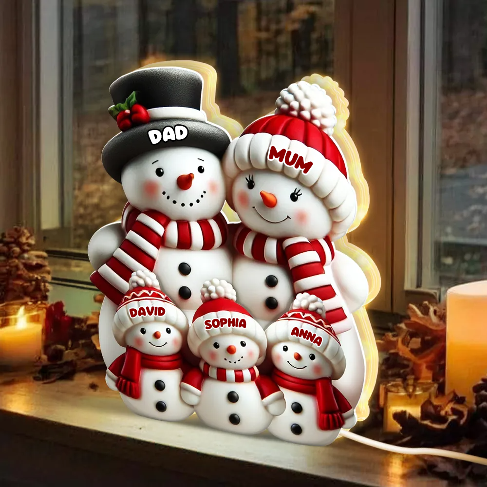 Personalised LED Light Box for Grandma and Grandad - Snowman Design