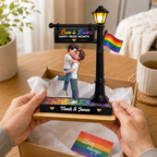 Personalised Wooden Plaque for LGBT-Couples - Couple Under Lantern Design