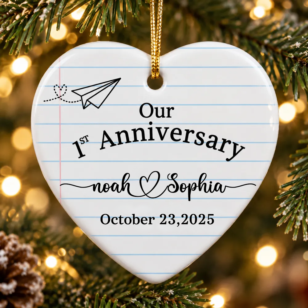 Personalised Ceramic Hanging Ornament - Our 1st Anniversary