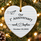 Personalised Ceramic Hanging Ornament - Our 1st Anniversary