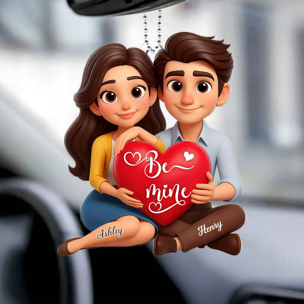 Personalised Acrylic Car Ornament for Couples - Be Mine
