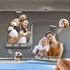 Personalised Acrylic Car Sun Visor Clip with Photo - "Drive Safe, Daddy"