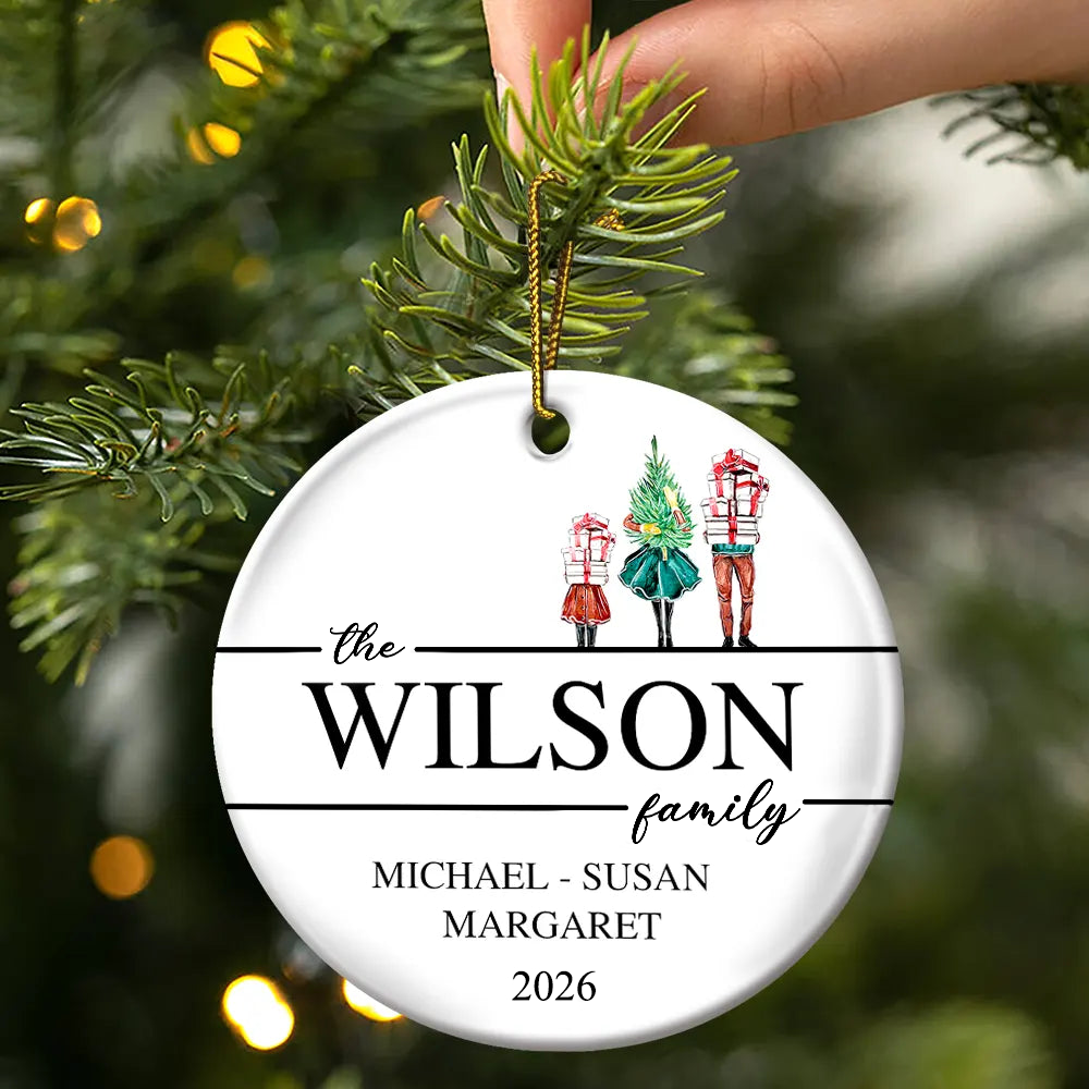 Personalised Family Ceramic Christmas Ornament with Names
