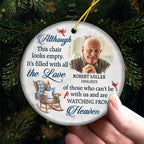 Personalised Memorial Ceramic Christmas Ornament with Photo - Empty Chair Design