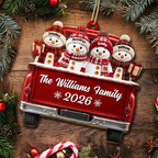 Personalised Family Wooden Christmas Ornament with Names - Snowman Design