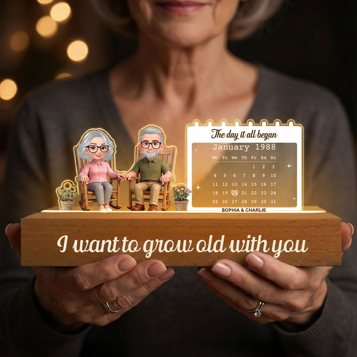 Personalised Couple LED Night Light with Calendar Anniversary Gift