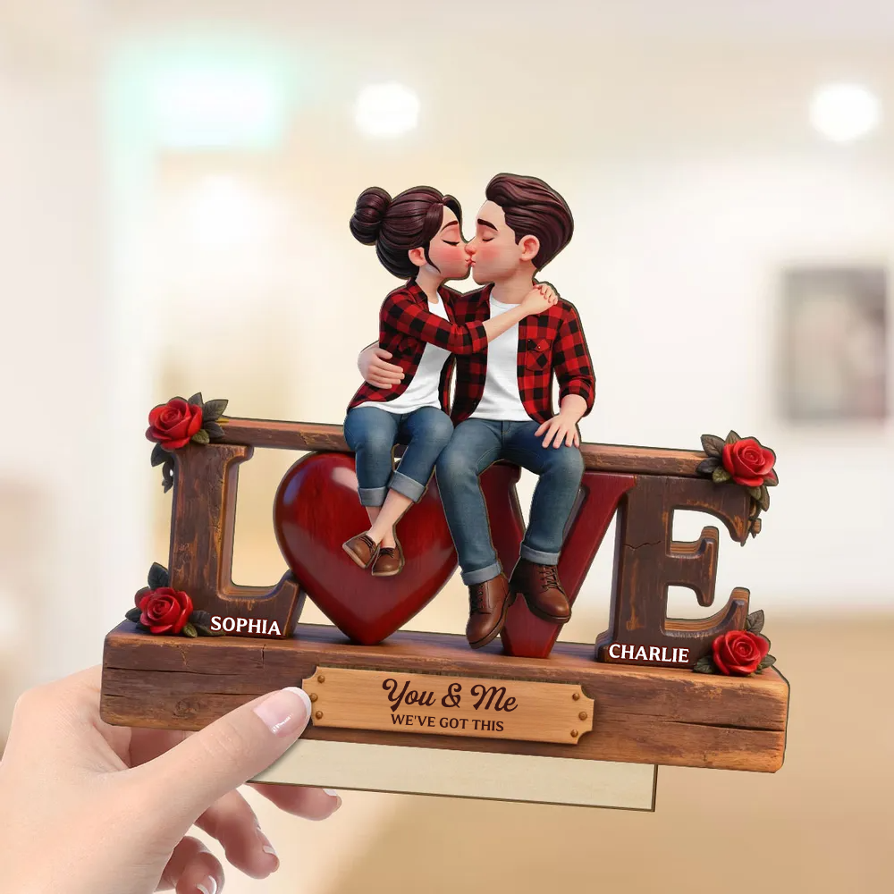 Personalised Anniversary Layered Wooden Plaque for Couples -Love Design