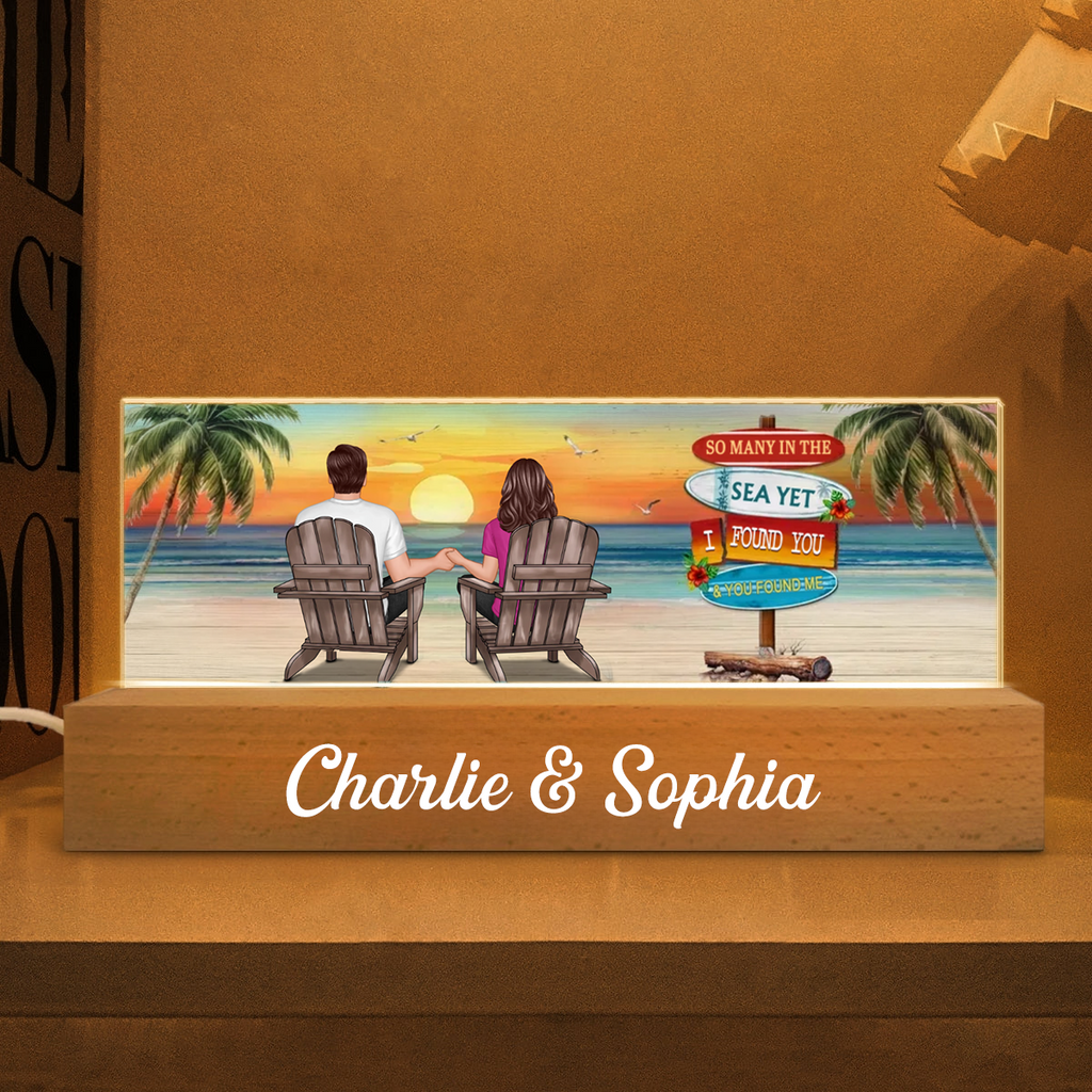Personalised Couple LED Night Light - Couple on the Beach Design