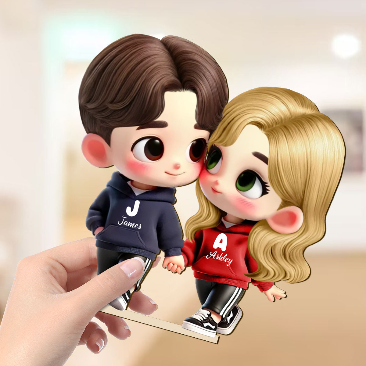 Personalised Couple Wooden Plaque - Cartoon Couple Design