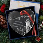 Personalised Memorial Glass Ornament with Photo - "In Loving Memory of"