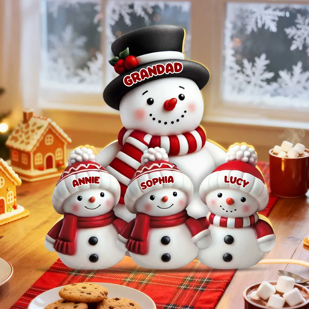 Personalised LED Light Box for Grandma and Grandad - Snowman Design