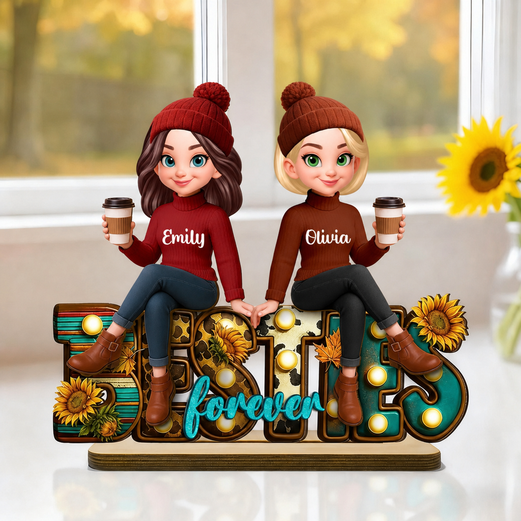 Personalised Besties Layered Wooden Plaque