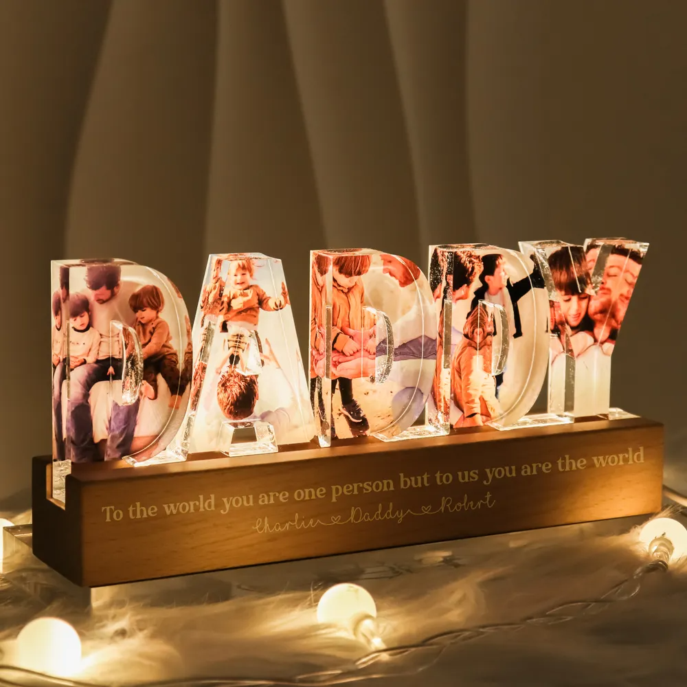 Personalised Daddy LED Night Light with Photos and Text