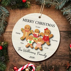 Personalised Layered Wooden Christmas Ornament with Names - Gingerbread Man Design