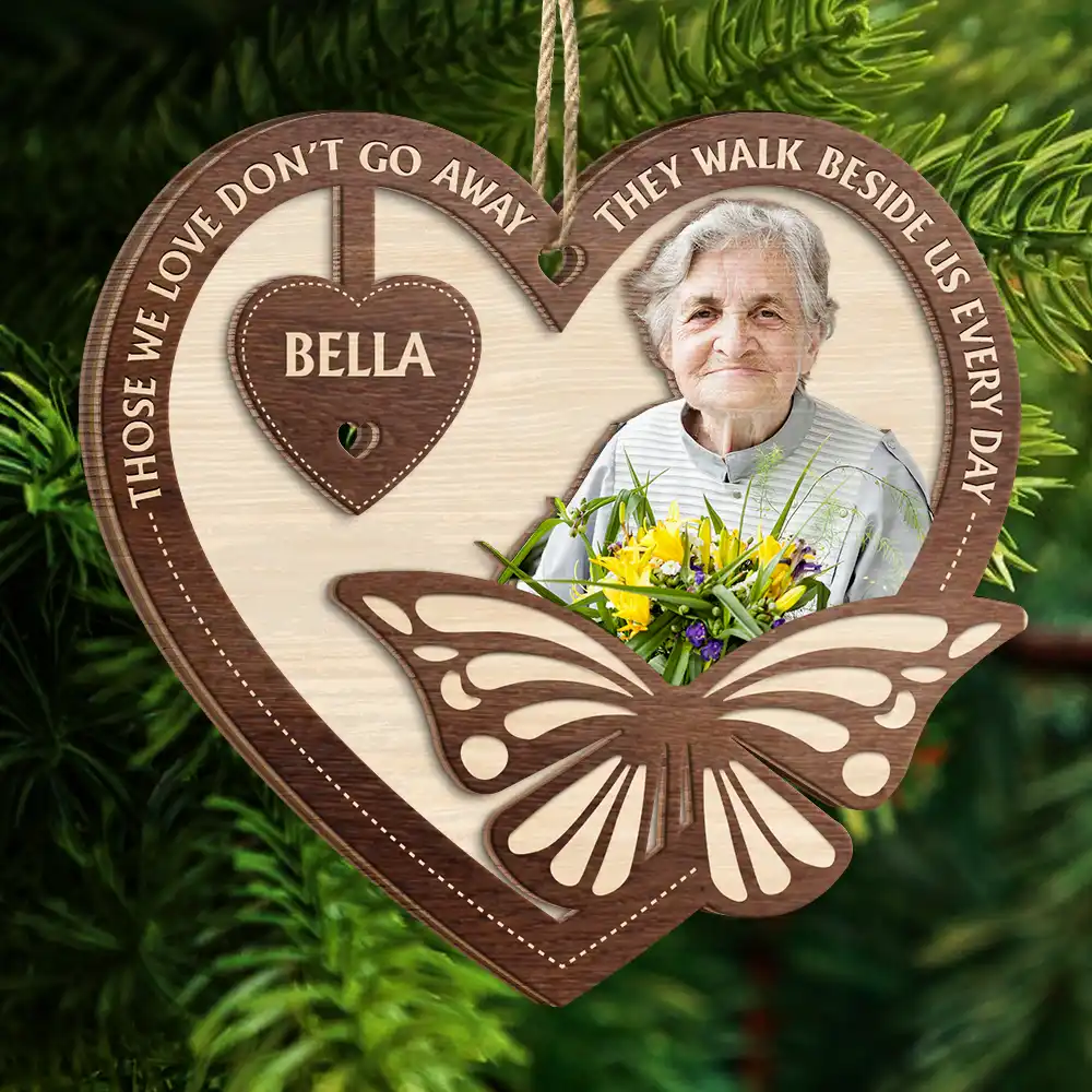 Personalised Memorial Wooden Christmas Ornament with Photo