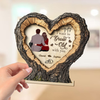 Personalised Couple Layered Wooden Plaque - Heart and Hugging Couple Design
