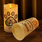 Personalised Pet Memorial LED Candle with Photo - Paw Print Design