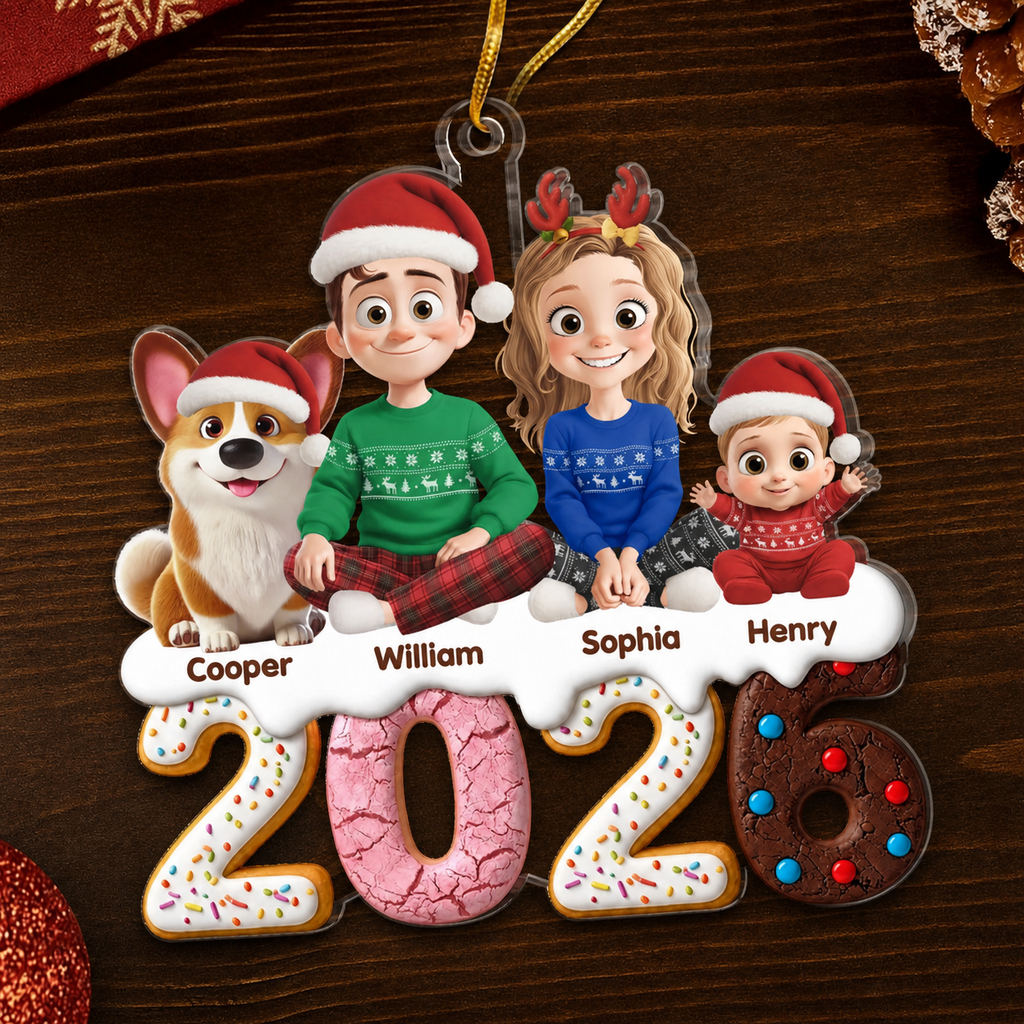 Personalised Family Acrylic Christmas Ornament - 2026 Design
