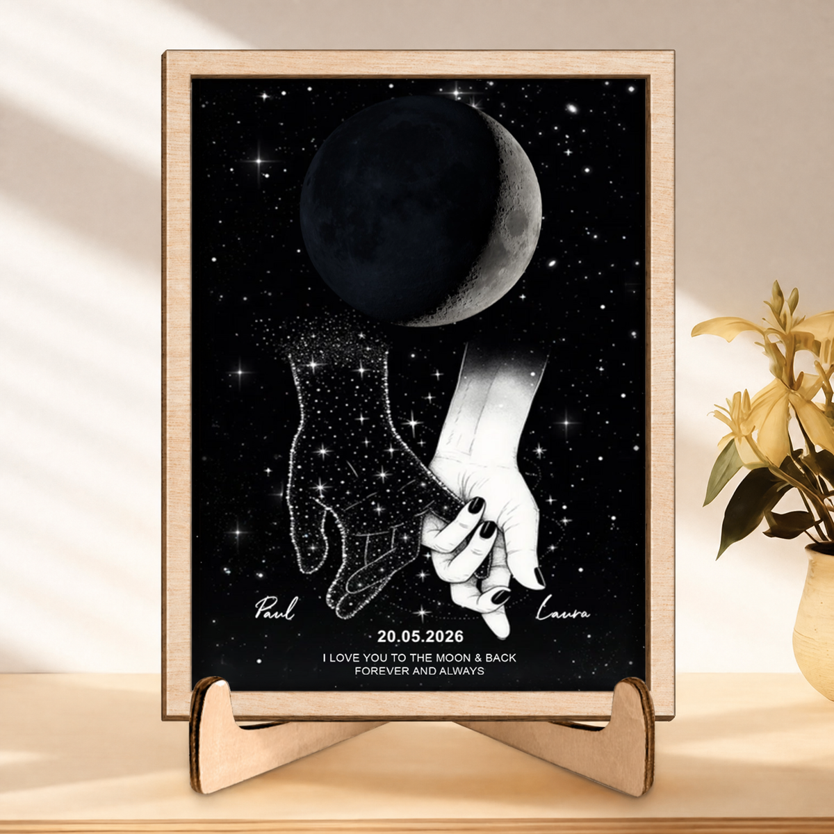 Personalised Memoiral Wooden Plaque with Moon Phase - Sympathy Gift