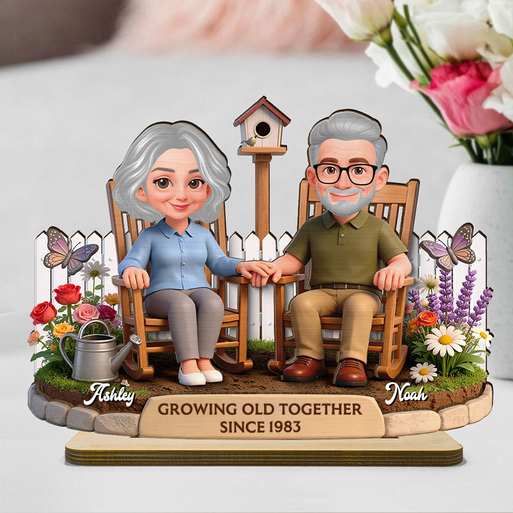 Personalised Anniversary Wooden Plaque for Couples - Holding Hands in Garden