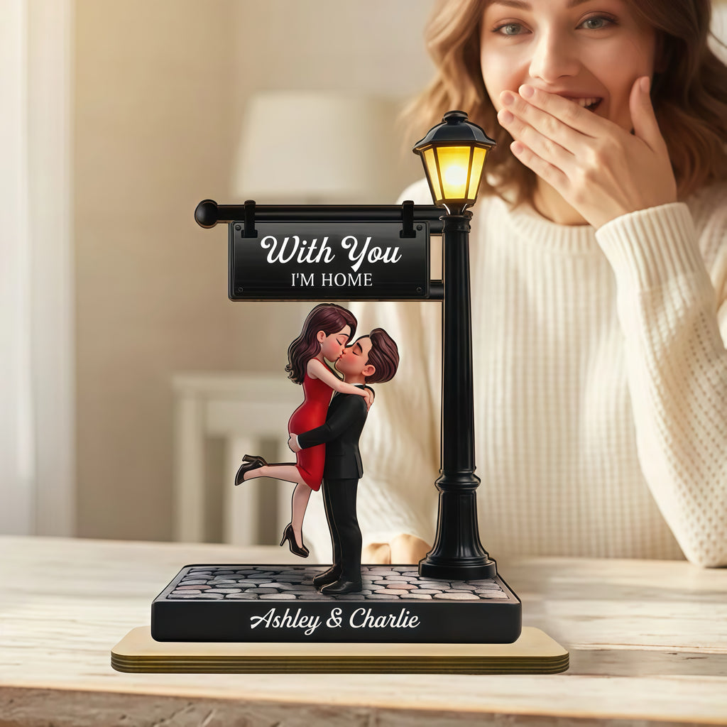 Personalised Couple Wooden Plaque - Lantern Design