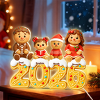 Personalised Family LED Light Box with Names - Gingerbread Man Design
