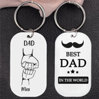 Personalised Best Dad Acrylic Keyring - Fist-Bump Design