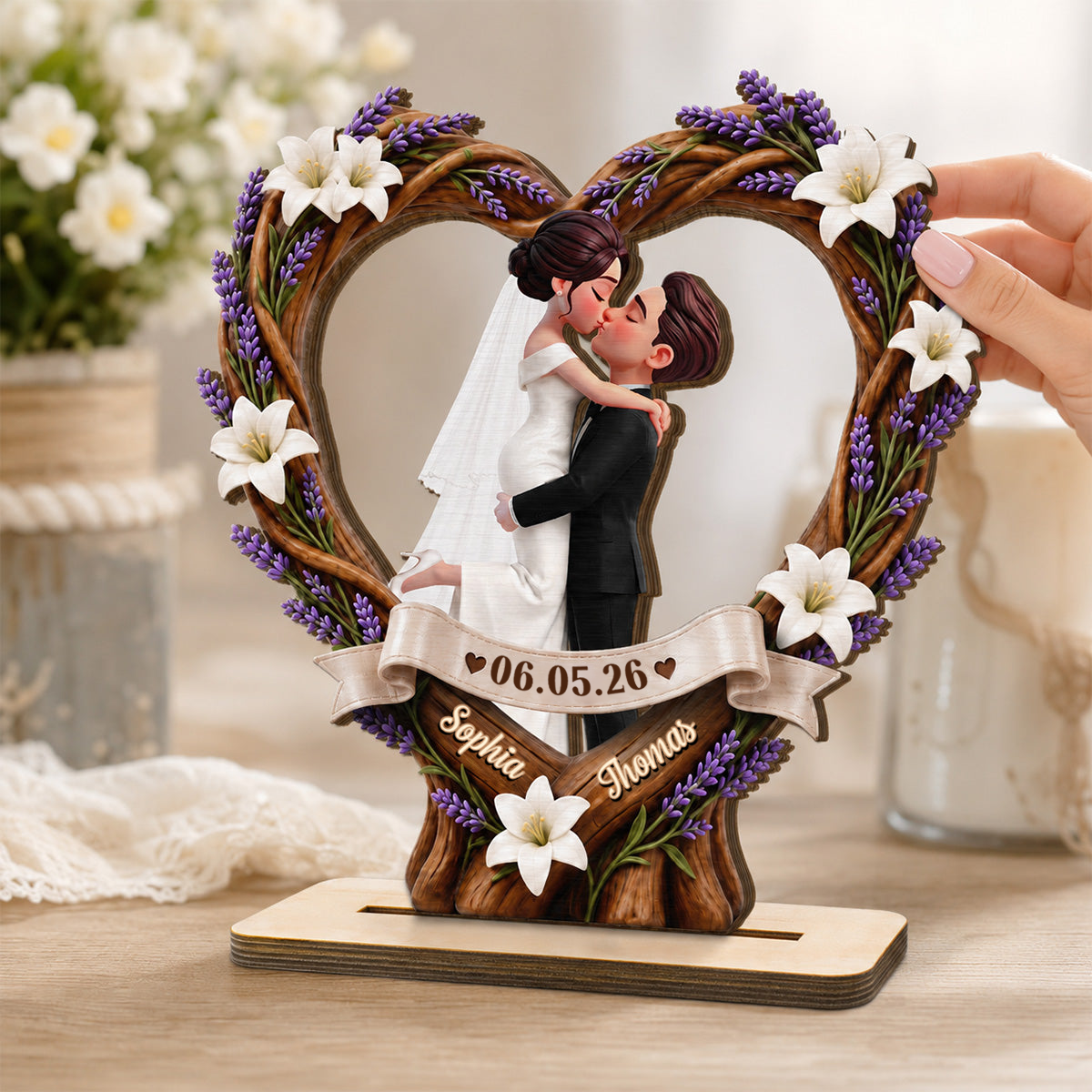 Personalised Wedding Wooden Plaque for Couples Anniversary Gift