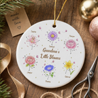 Personalised Ceramic Ornament for Grandma - Birth Flowers Design