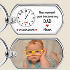 Personalised  Baby Photo Resin Keyring - Clock Design