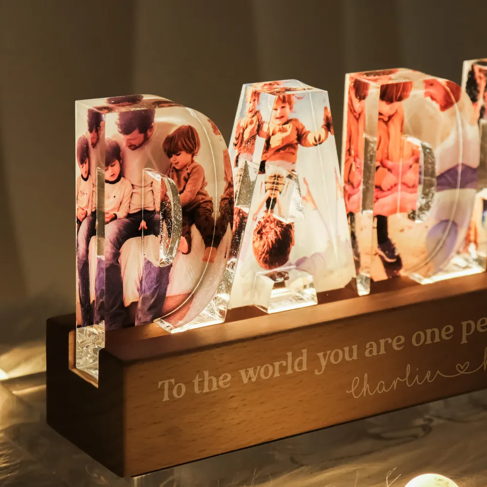 Personalised Daddy LED Night Light with Photos and Text