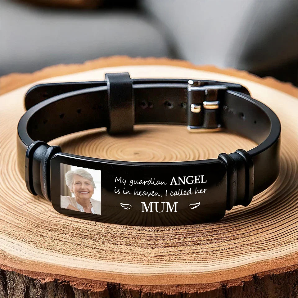 Personalised Memorial Silicone Bracelet with Photo - "Guardian Angel "