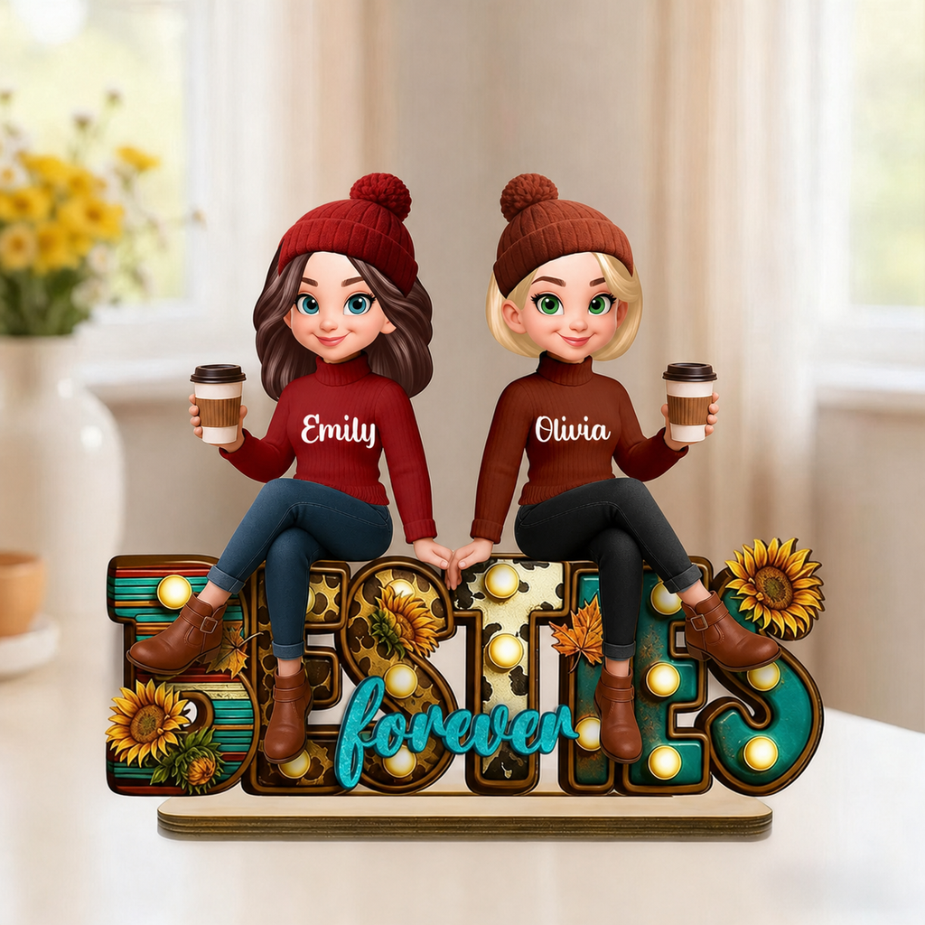 Personalised Besties Layered Wooden Plaque