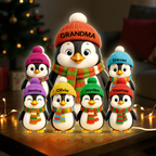 Personalised Grandma LED Light Box with Names - Penguins Design