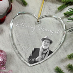 Personalised Memorial Glass Ornament with Photo - "In Loving Memory of"