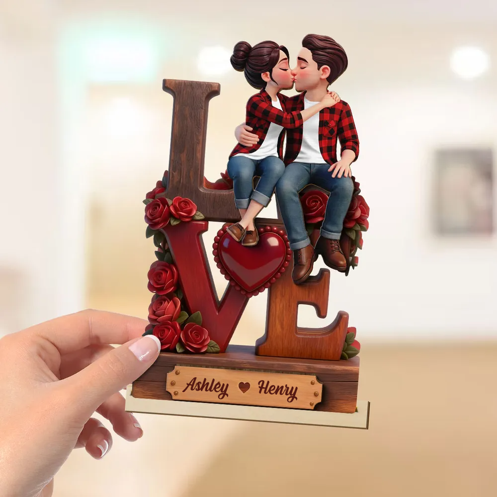 Personalised Couple Wooden Plaque - with "LOVE" Design
