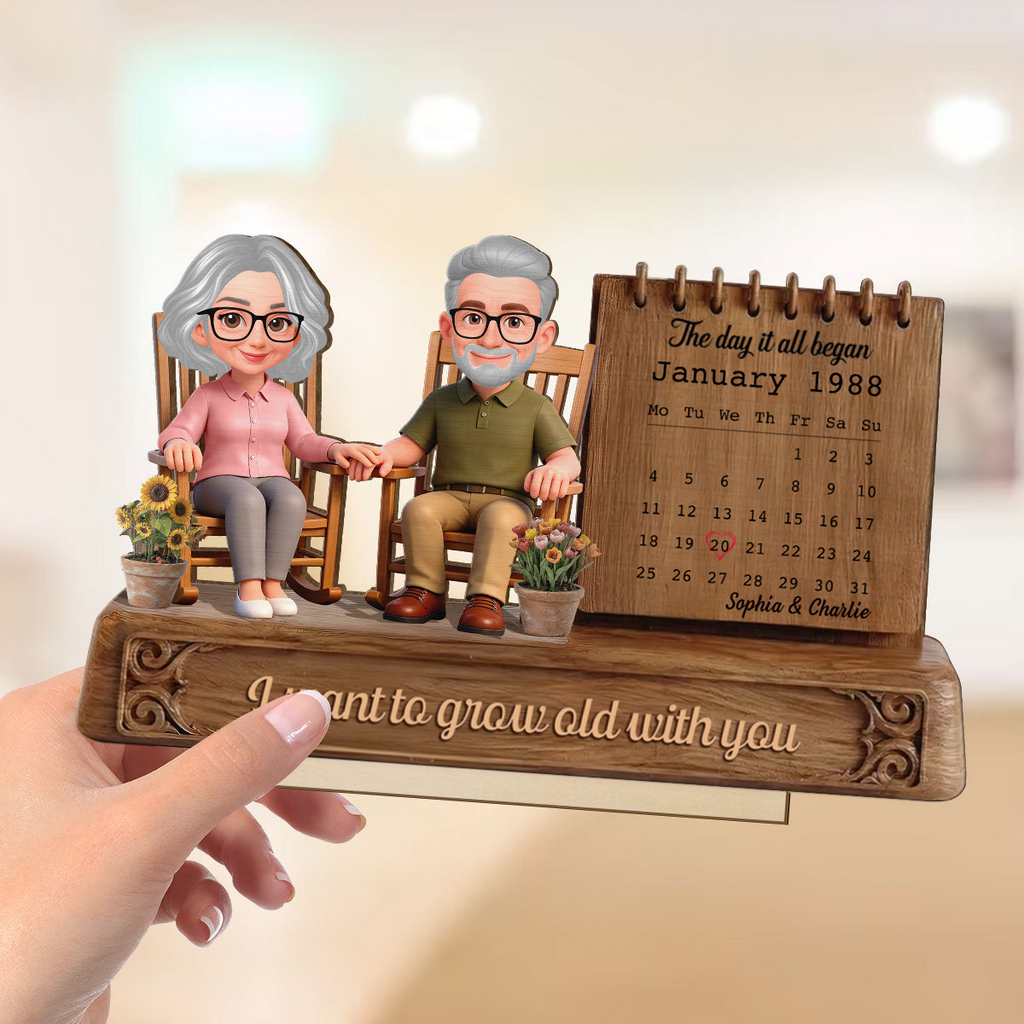Personalised Anniversary Layered Wooden Plaque - Couples and Calendar Design