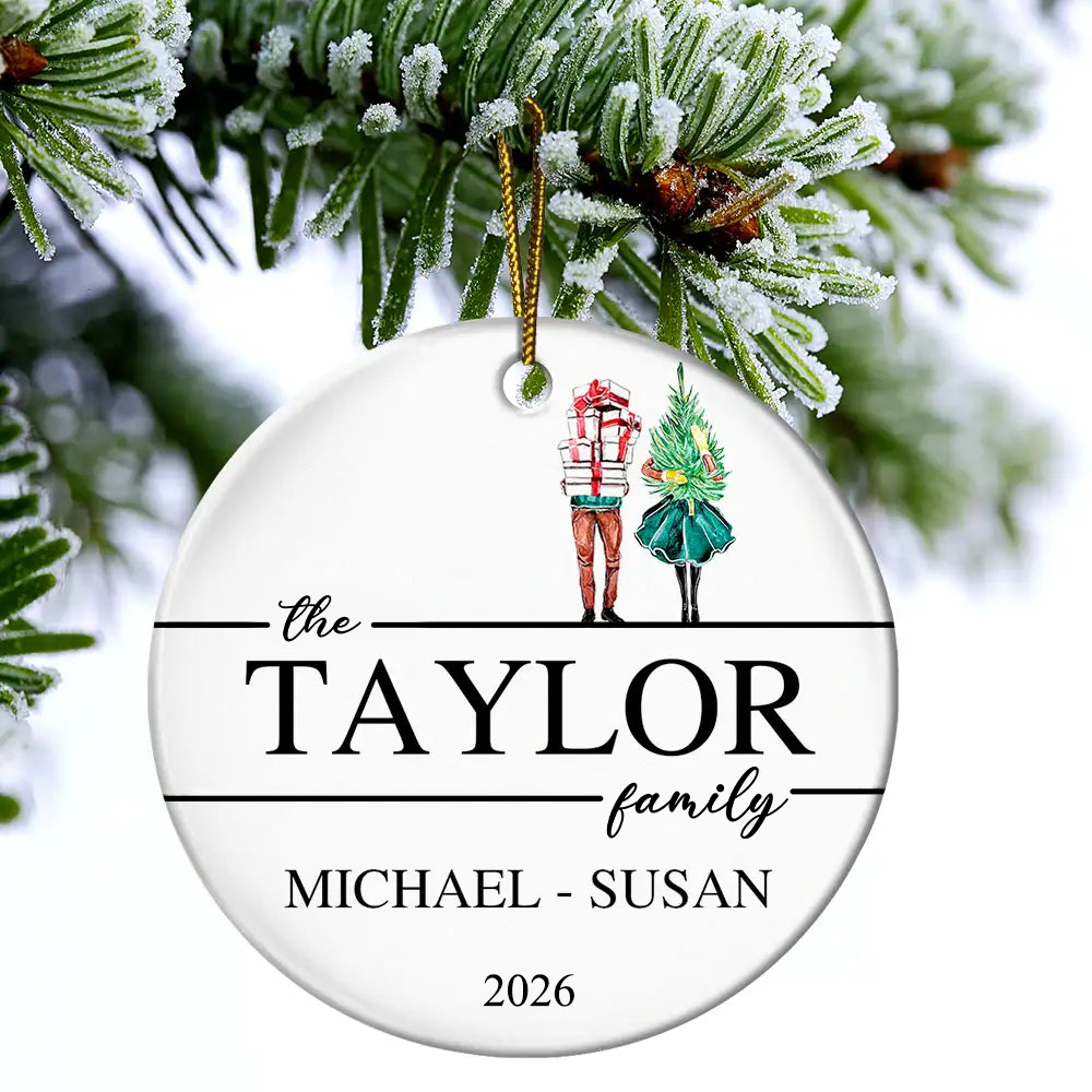 Personalised Family Ceramic Christmas Ornament with Names