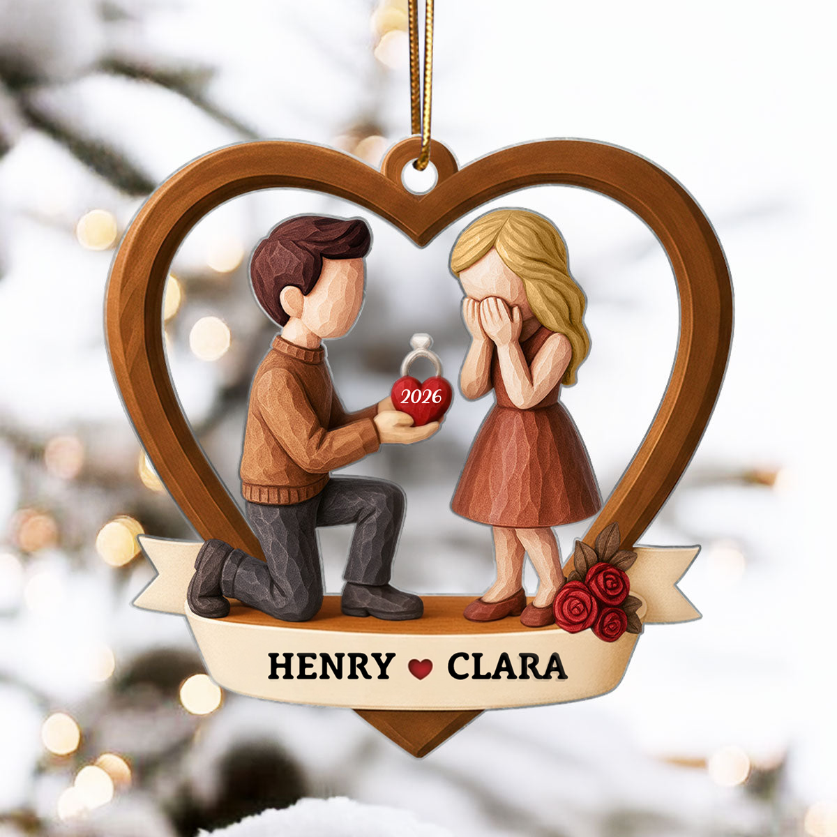 Personalised Couple Acrylic Hanging Ornament- Proposal Design