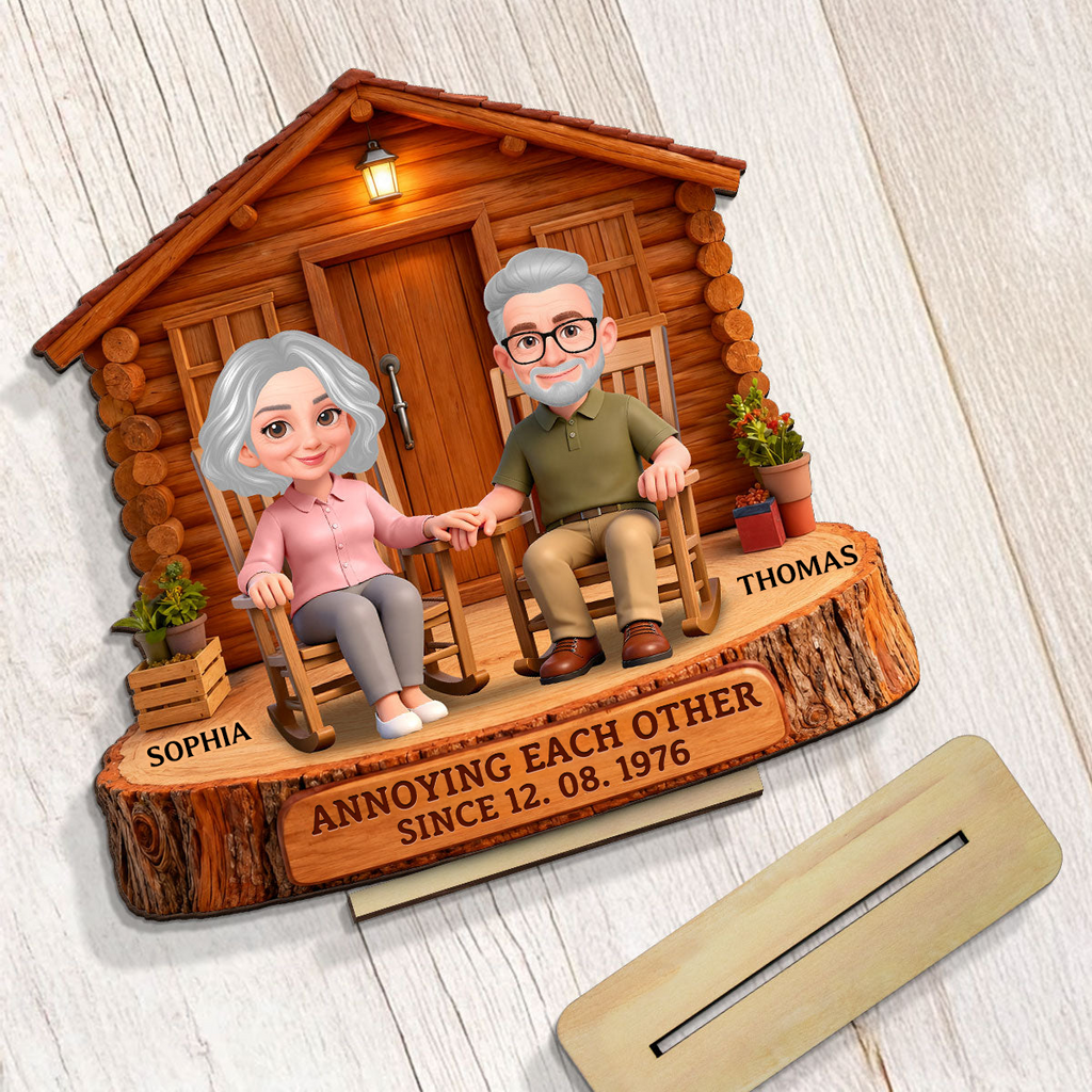 Personalised Anniversary Wooden Plaque - Couple with House Design