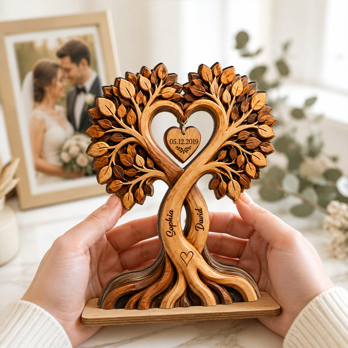 Personalised Anniversary Wooden Plaque for Couples - Tree Design