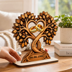 Personalised Couple Wooden Plaque with Name & Date - Tree & Rings Design