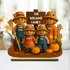 Personalised Family Wooden Plaque - Scarecrow Design