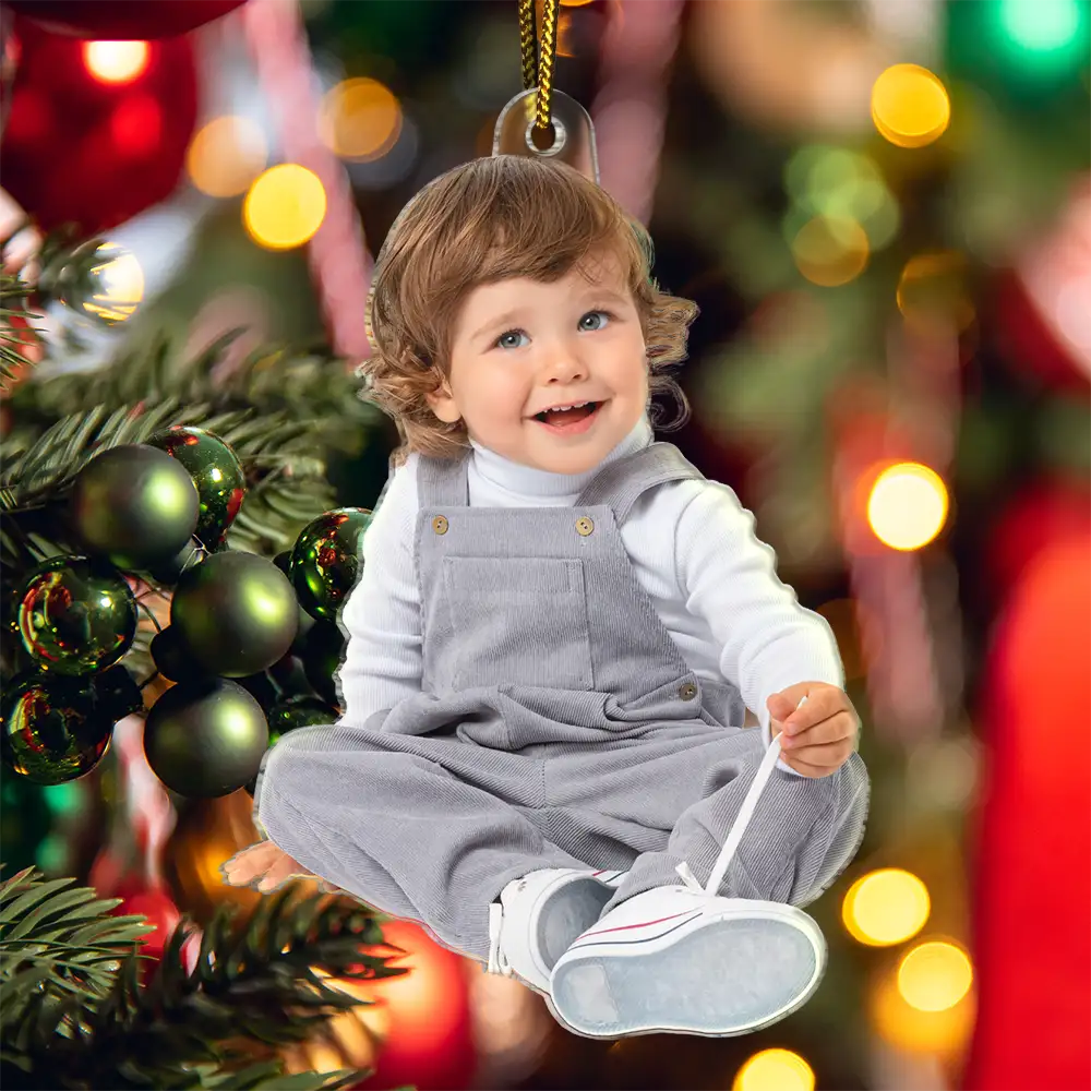 Personalised Acrylic Hanging Ornament with Photo - Double-Sided Print