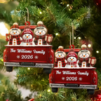 Personalised Family Wooden Christmas Ornament with Names - Snowman Design
