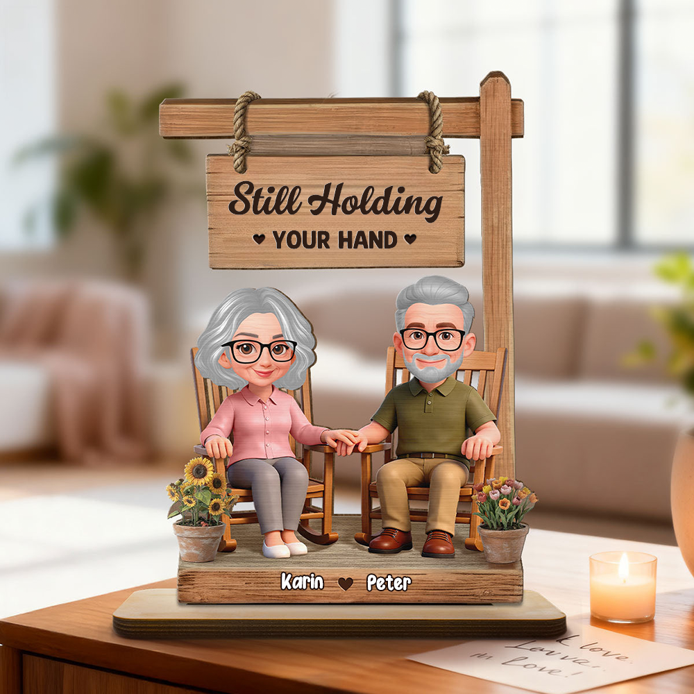Personalised Couple Layered Wooden Plaque - Couple Sitting On Rocking Chair