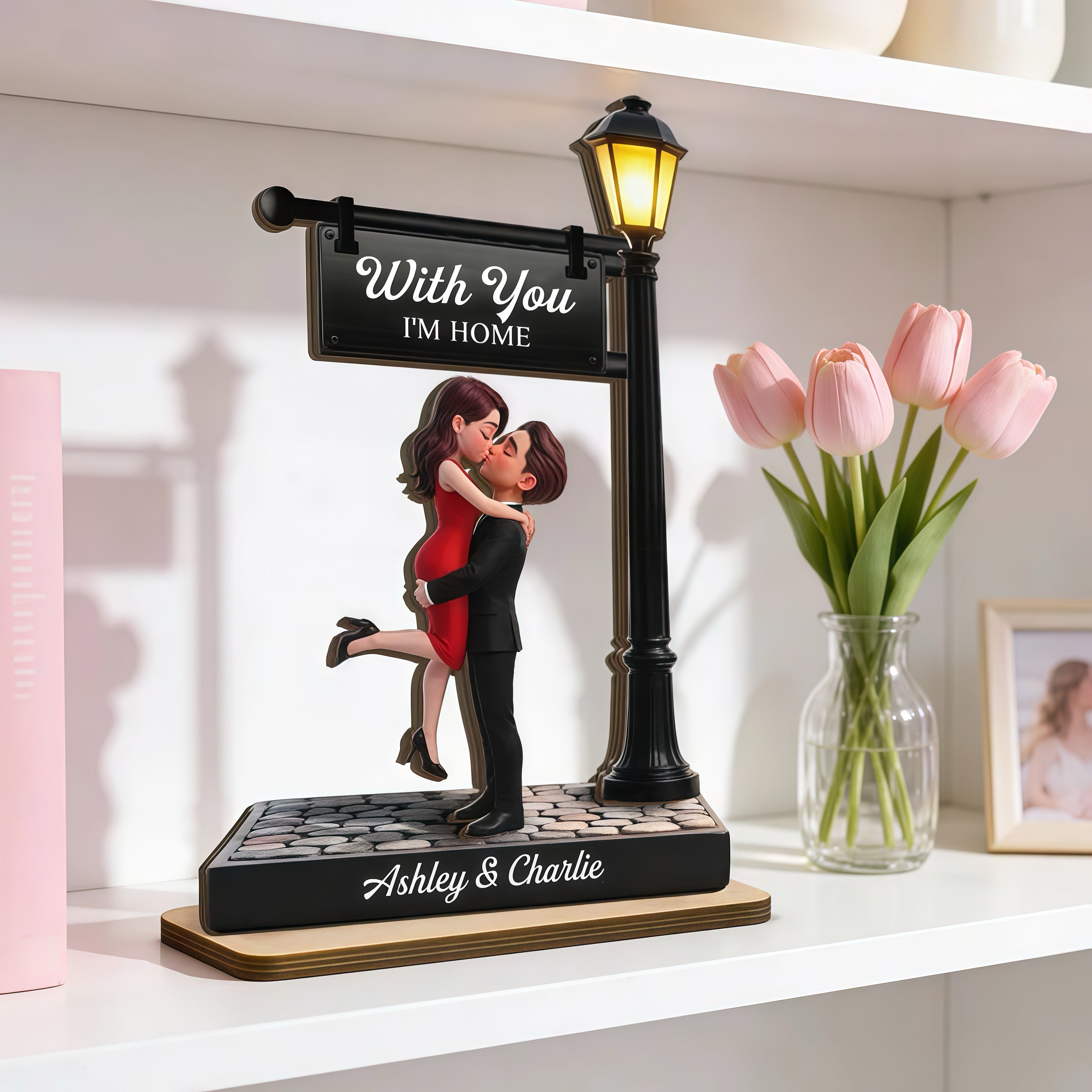 Personalised Couple Wooden Plaque - Lantern Design