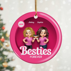 Personalised Ceramic Christmas Ornament for Besties & Sisters - Pink Design